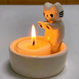 Kitten Candle Holder - Cute Cat Aromatherapy Candlestick for Home Decor